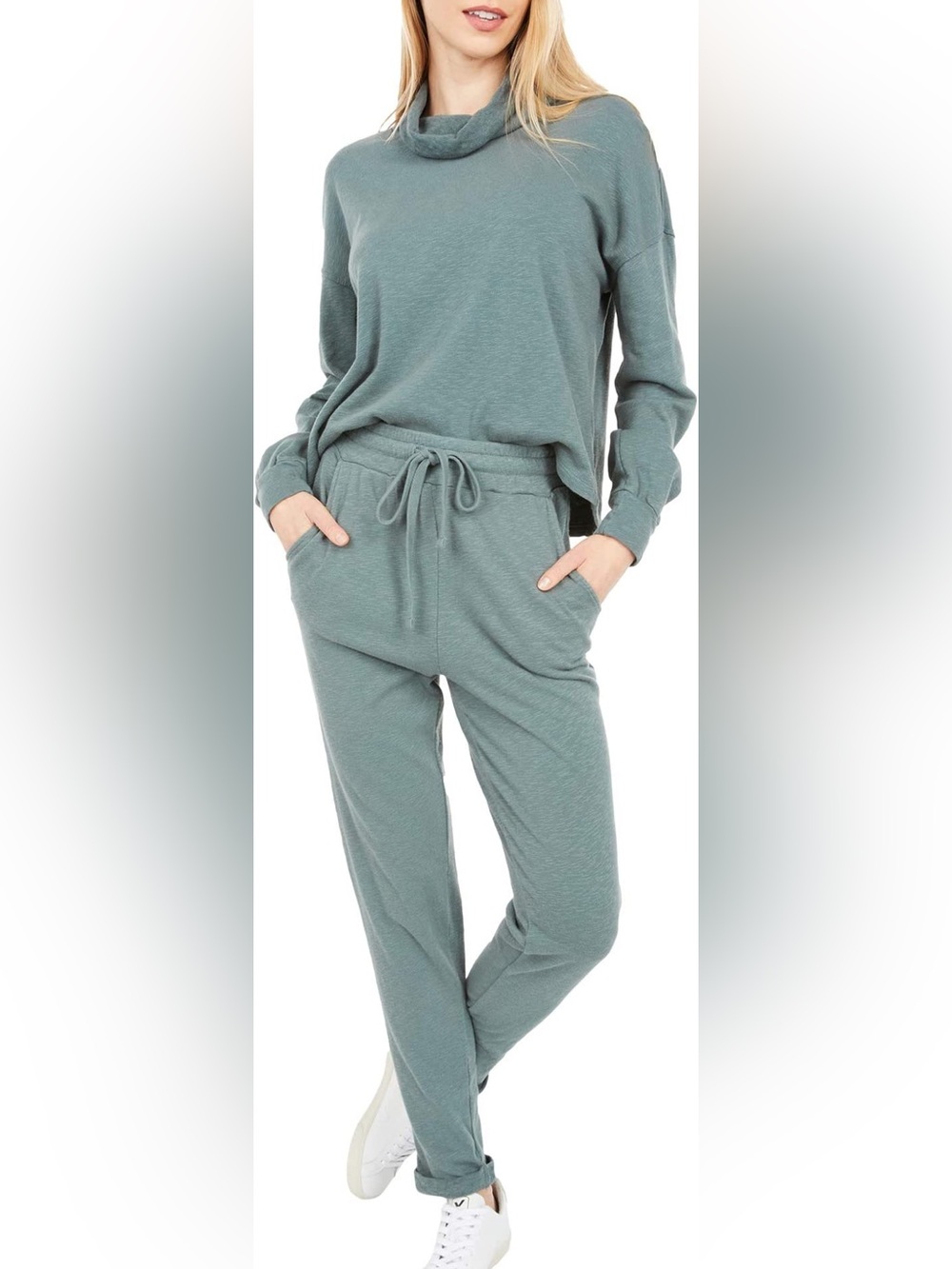 BOBI Revolve Sustainable Slub Terry Drawstring Pants & Turtleneck Pullover set